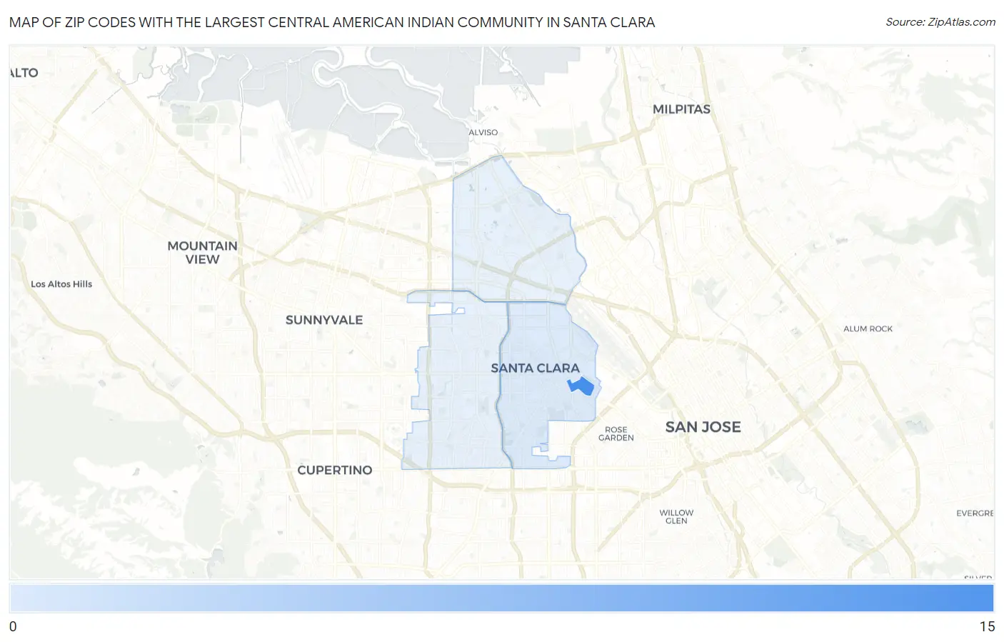 Zip Codes with the Largest Central American Indian Community in Santa Clara Map