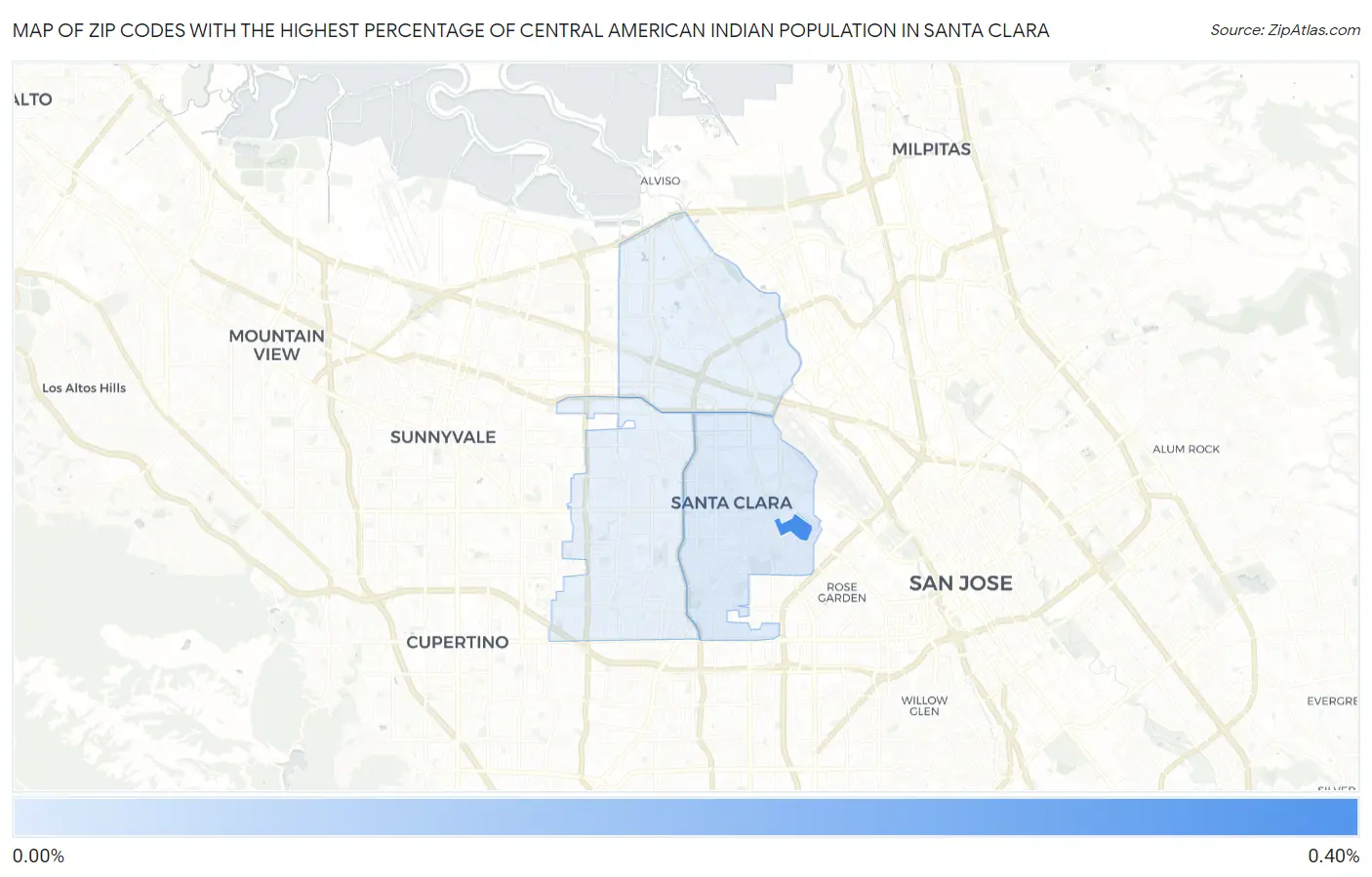 Zip Codes with the Highest Percentage of Central American Indian Population in Santa Clara Map