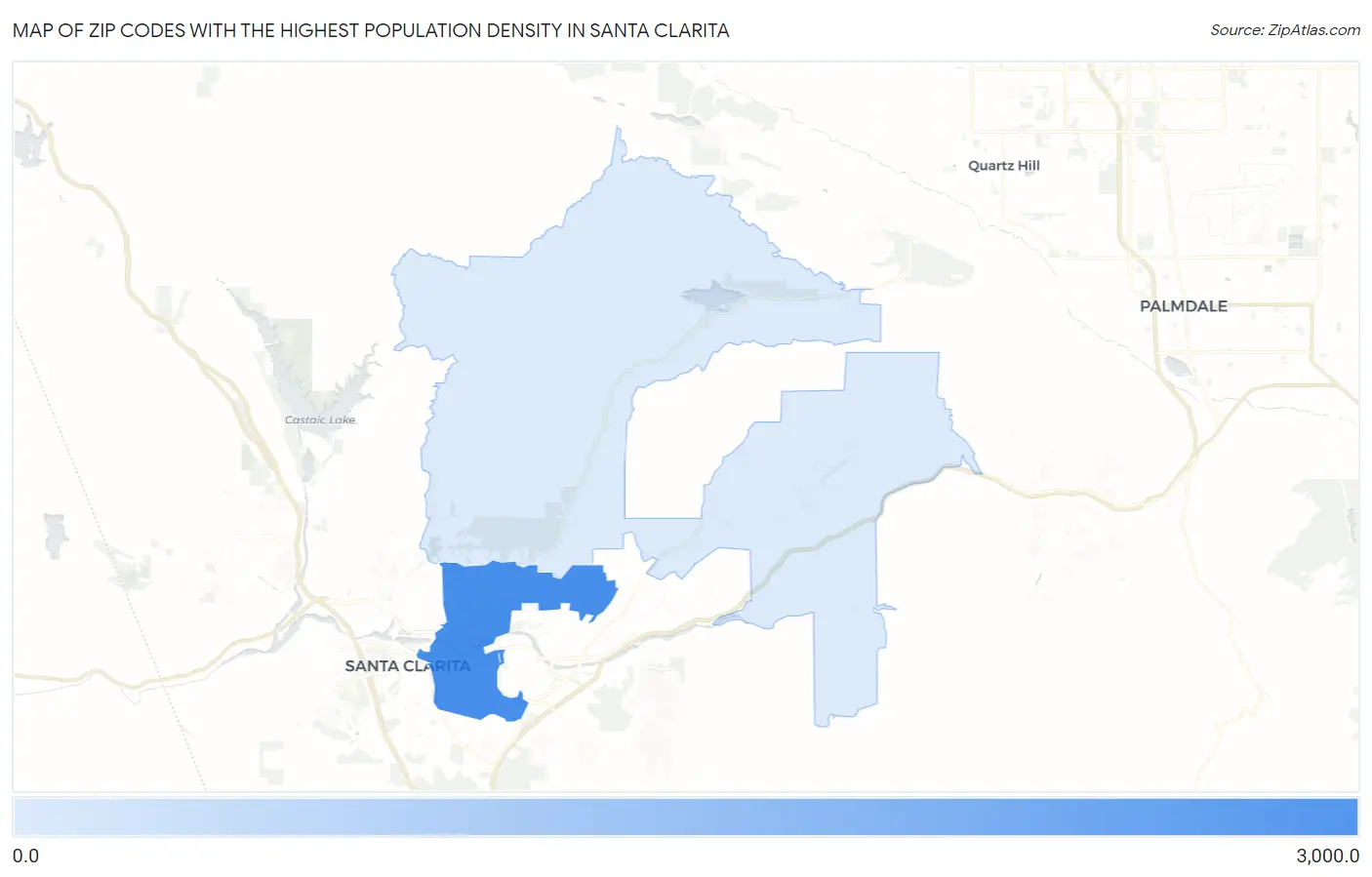 Zip Codes with the Highest Population Density in Santa Clarita Map