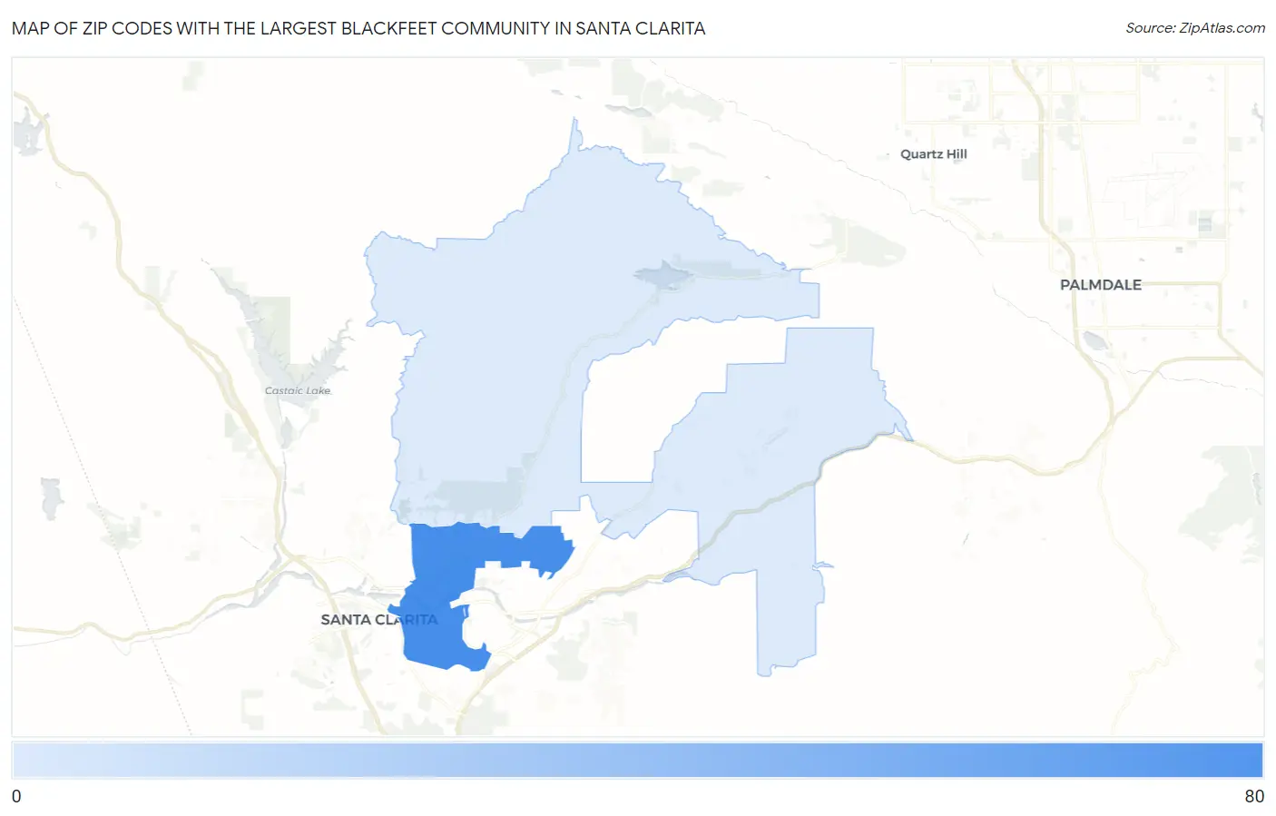 Zip Codes with the Largest Blackfeet Community in Santa Clarita Map