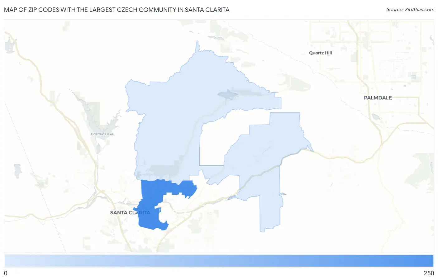 Zip Codes with the Largest Czech Community in Santa Clarita Map