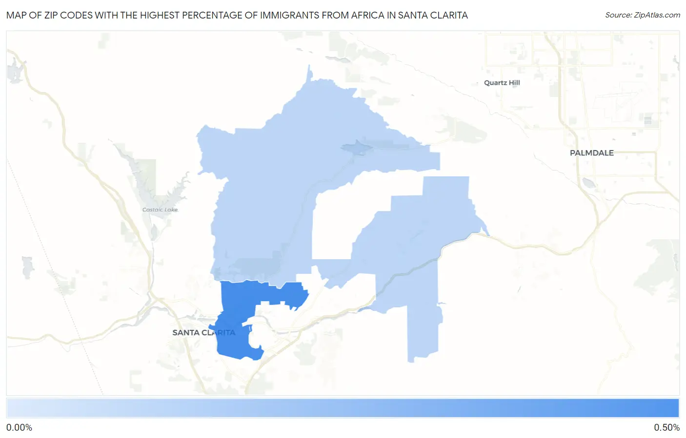 Zip Codes with the Highest Percentage of Immigrants from Africa in Santa Clarita Map