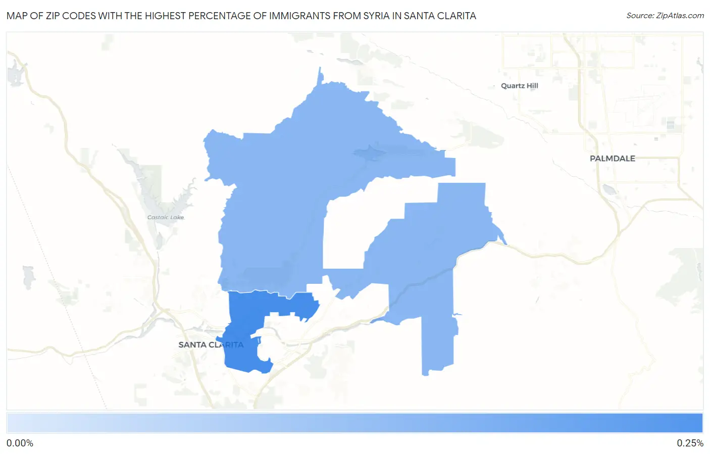 Zip Codes with the Highest Percentage of Immigrants from Syria in Santa Clarita Map