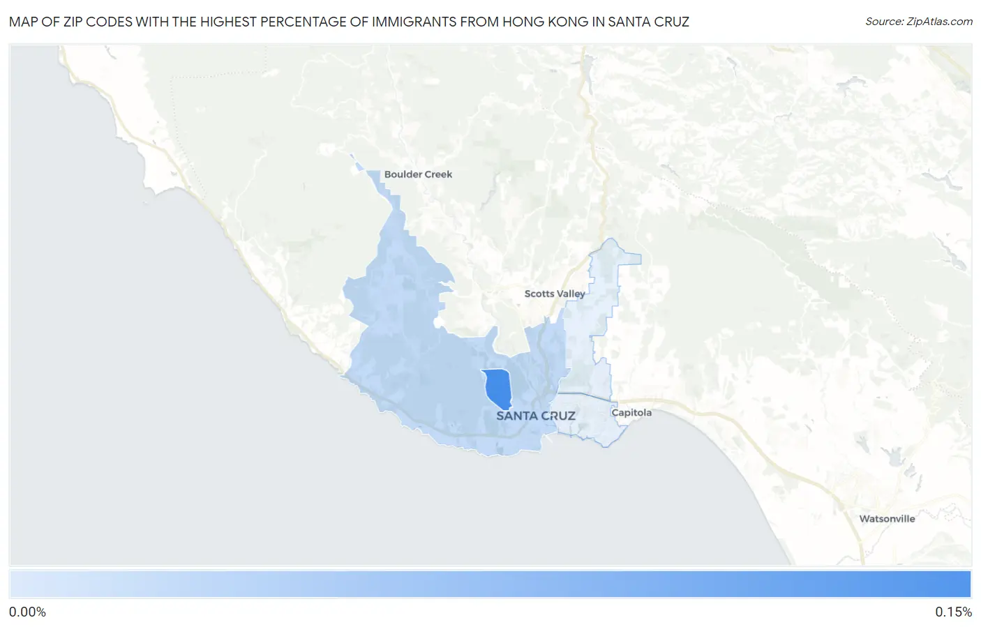 Zip Codes with the Highest Percentage of Immigrants from Hong Kong in Santa Cruz Map