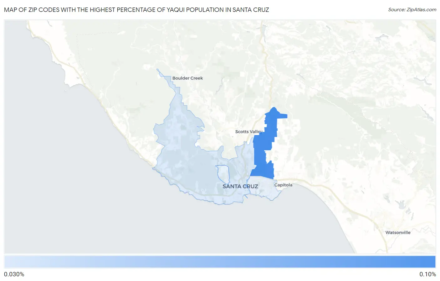 Zip Codes with the Highest Percentage of Yaqui Population in Santa Cruz Map