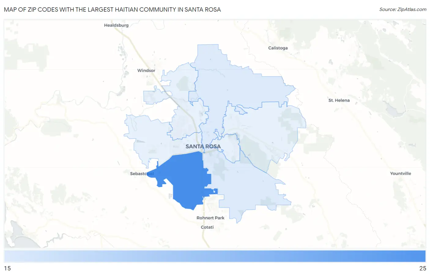 Zip Codes with the Largest Haitian Community in Santa Rosa Map