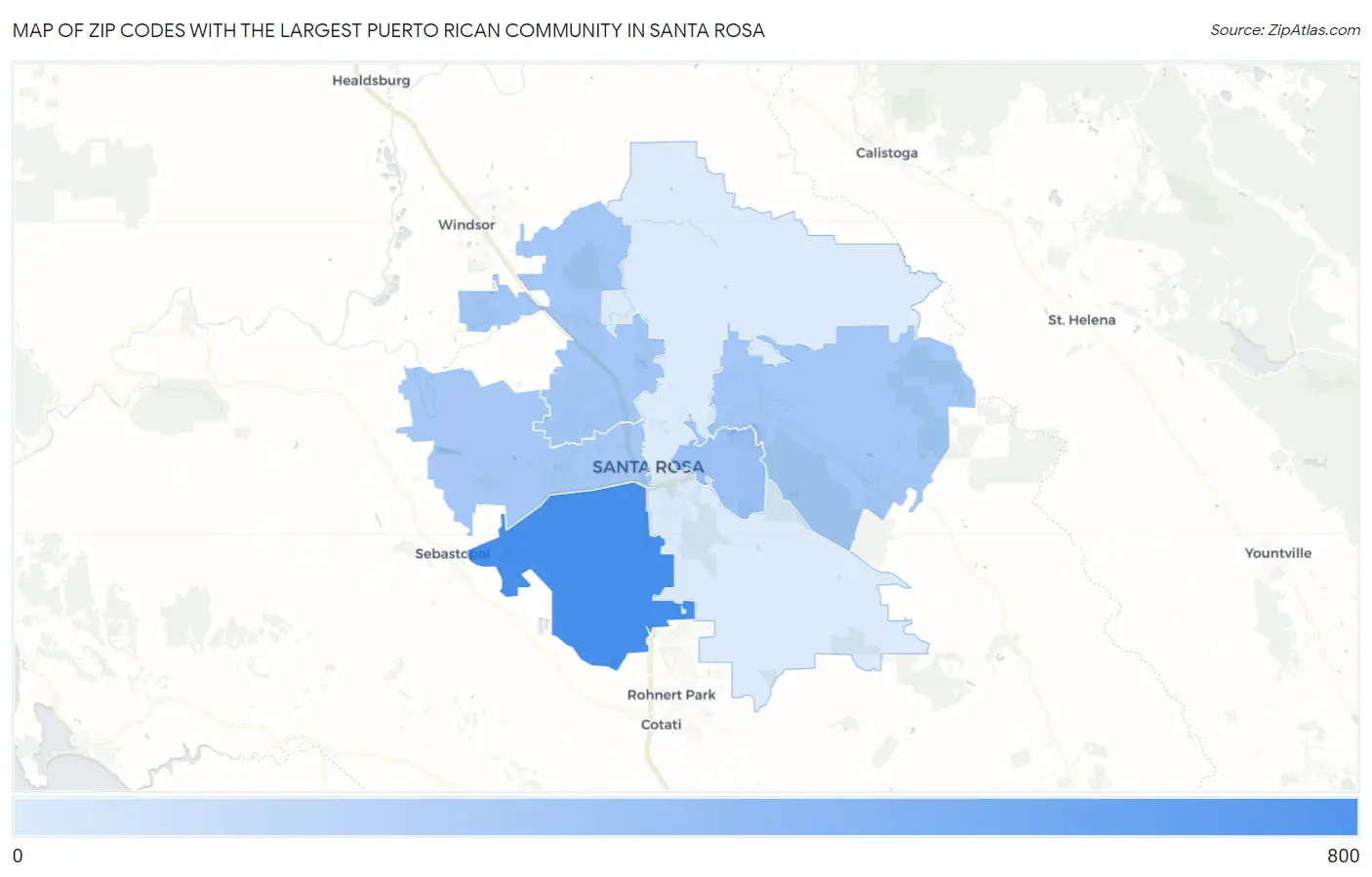 Zip Codes with the Largest Puerto Rican Community in Santa Rosa Map