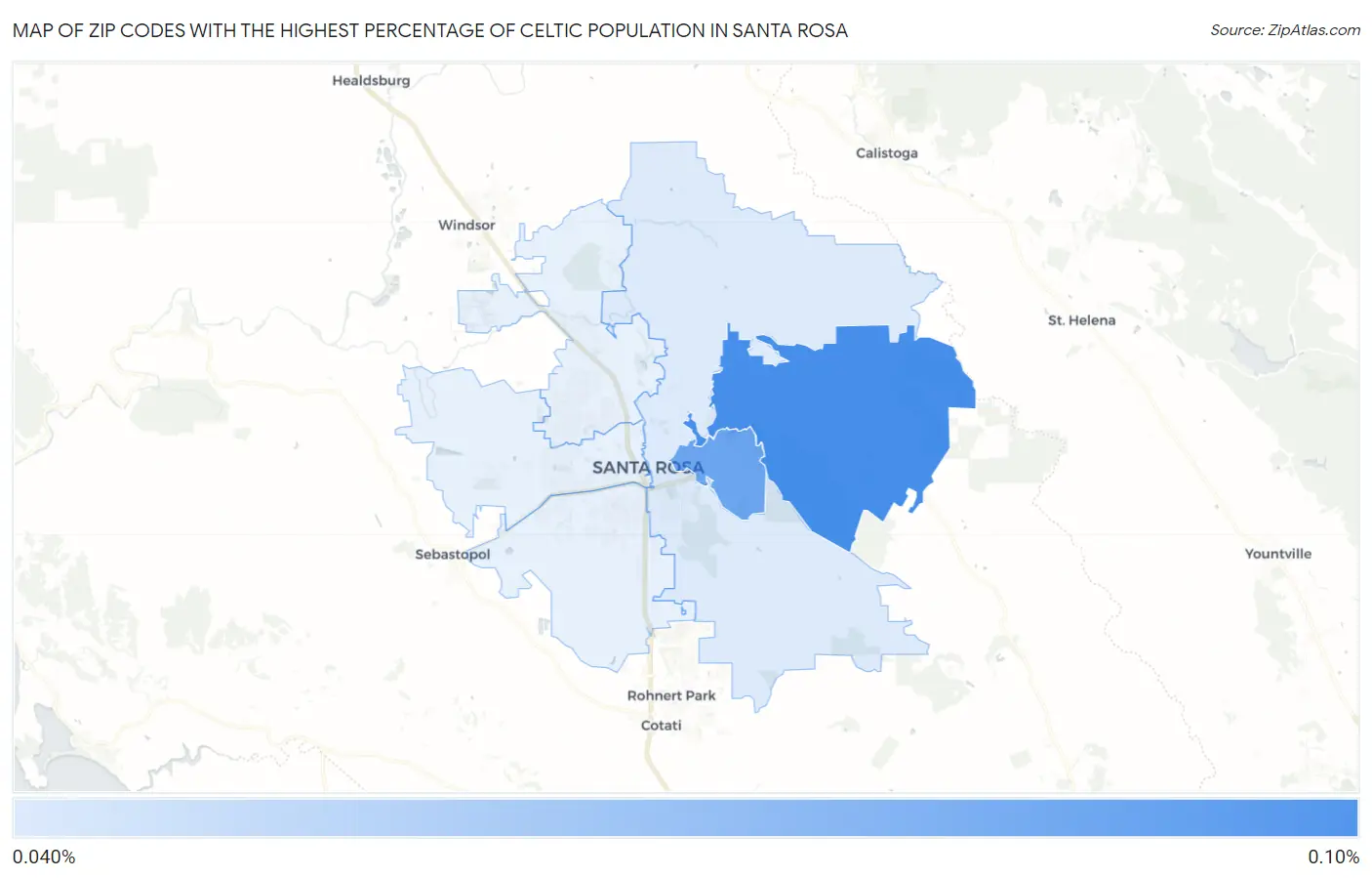 Zip Codes with the Highest Percentage of Celtic Population in Santa Rosa Map