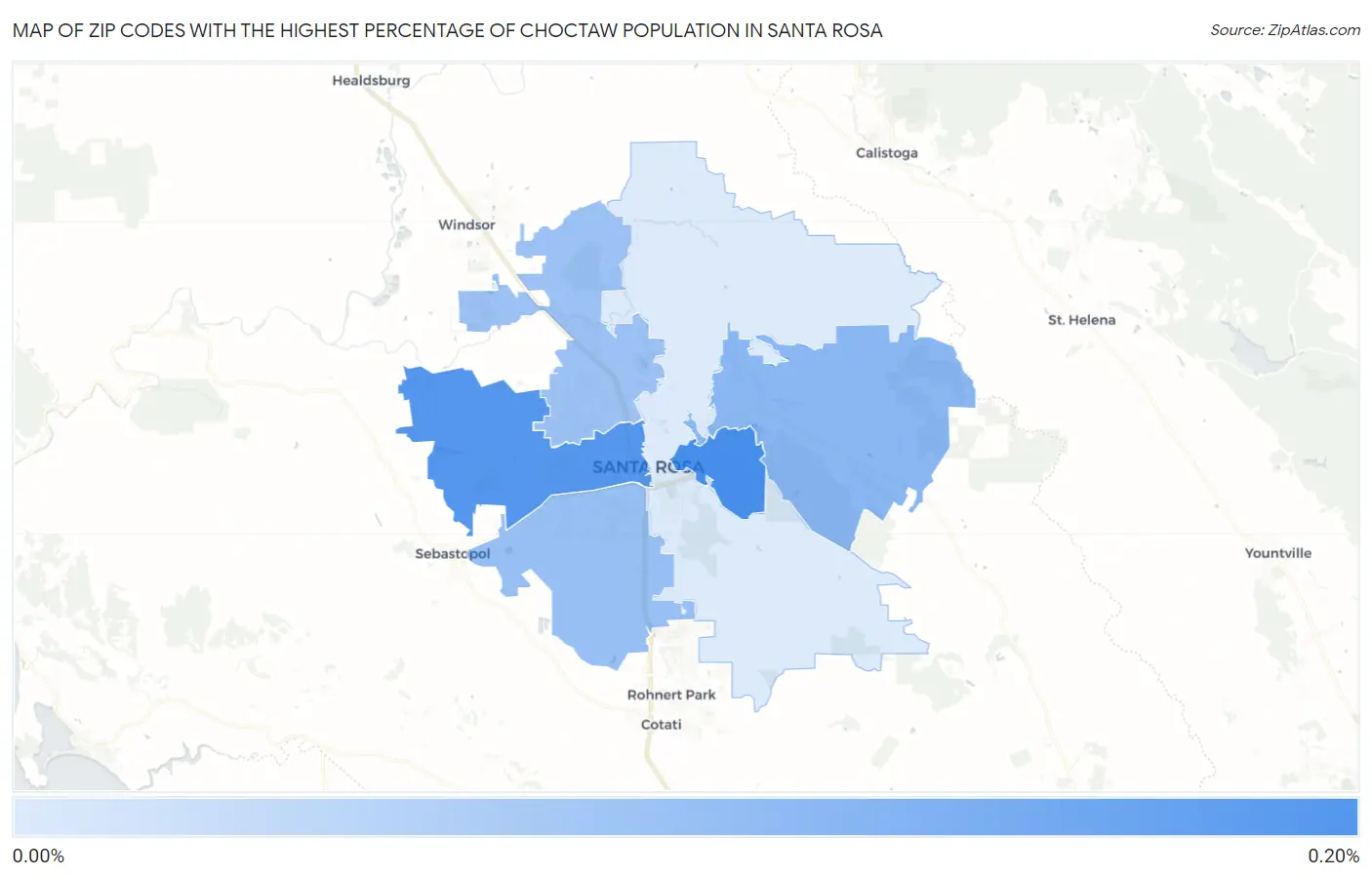 Zip Codes with the Highest Percentage of Choctaw Population in Santa Rosa Map