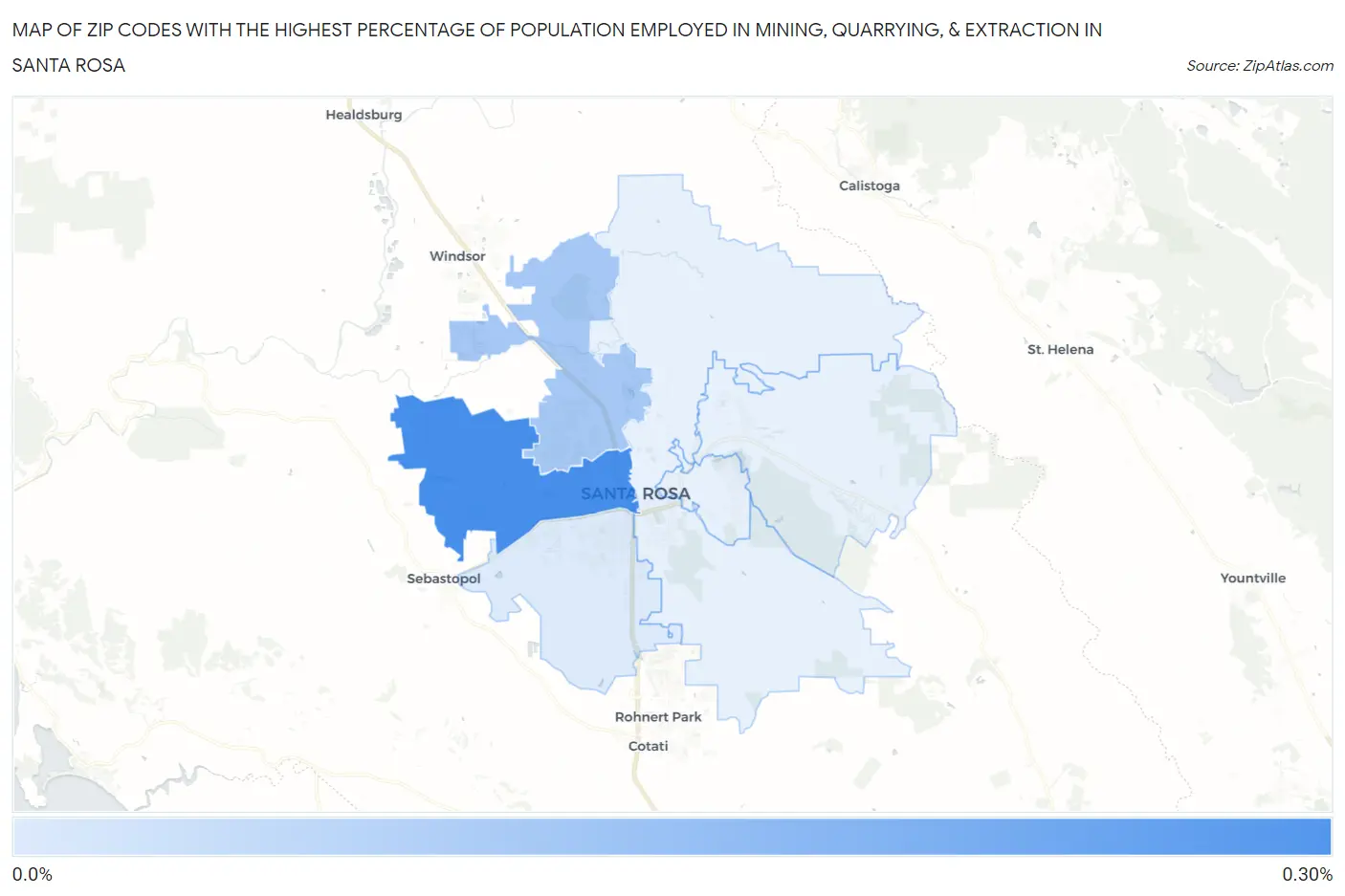 Zip Codes with the Highest Percentage of Population Employed in Mining, Quarrying, & Extraction in Santa Rosa Map