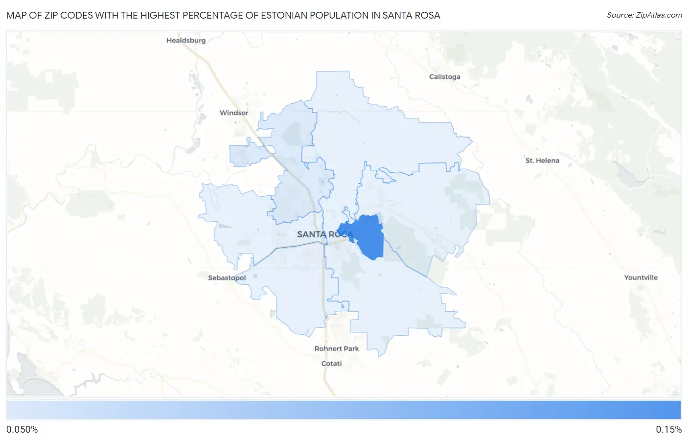 Zip Codes with the Highest Percentage of Estonian Population in Santa Rosa Map
