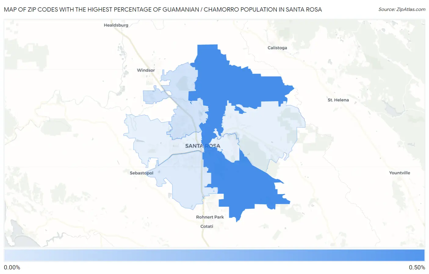 Zip Codes with the Highest Percentage of Guamanian / Chamorro Population in Santa Rosa Map