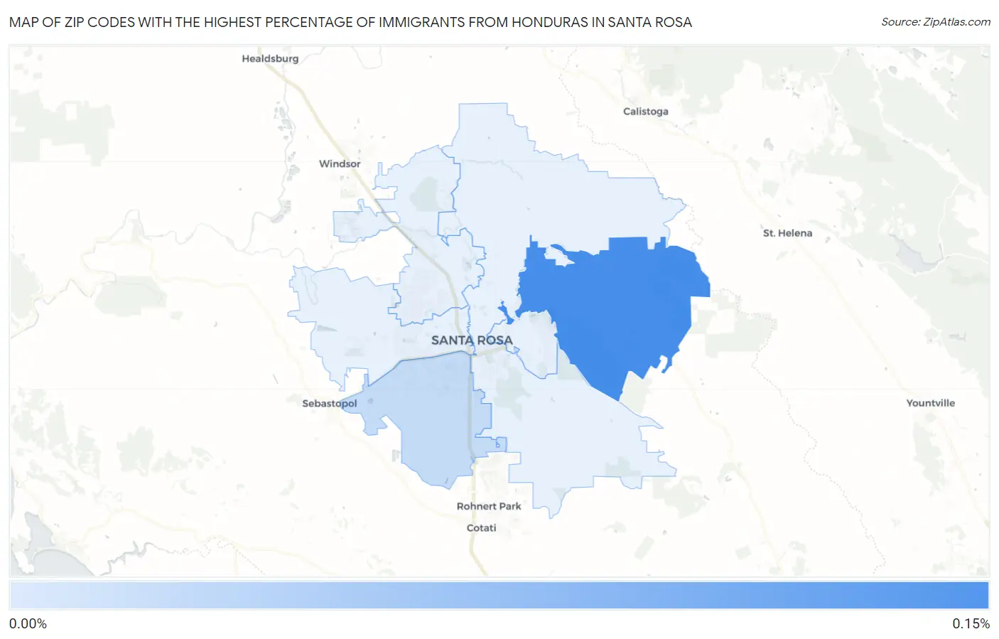 Zip Codes with the Highest Percentage of Immigrants from Honduras in Santa Rosa Map