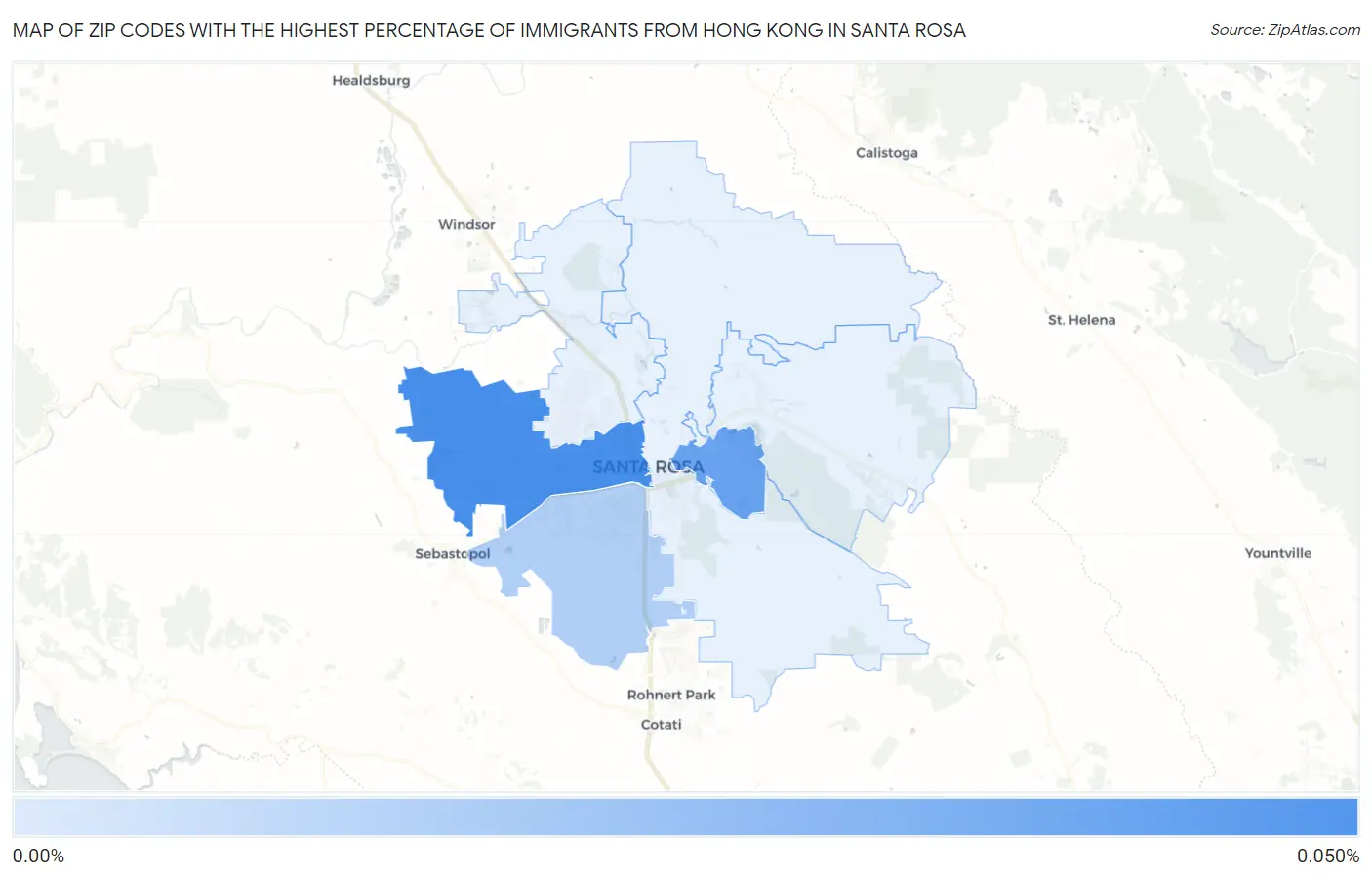 Zip Codes with the Highest Percentage of Immigrants from Hong Kong in Santa Rosa Map