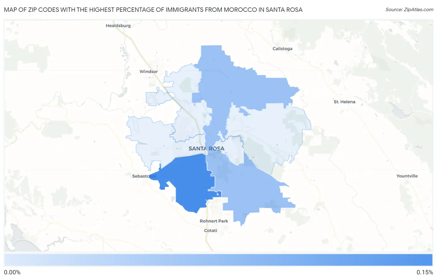 Zip Codes with the Highest Percentage of Immigrants from Morocco in Santa Rosa Map