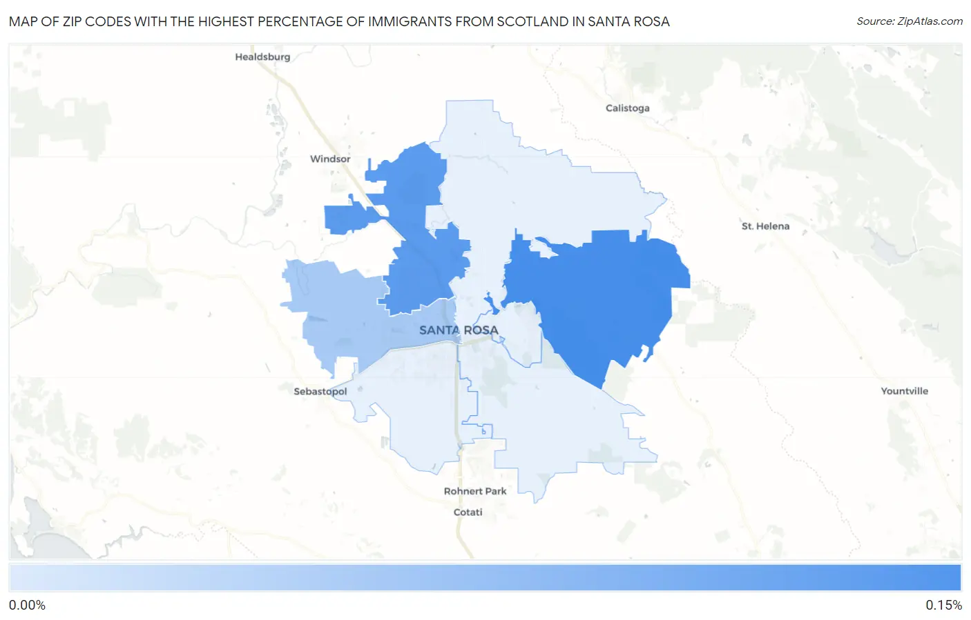 Zip Codes with the Highest Percentage of Immigrants from Scotland in Santa Rosa Map