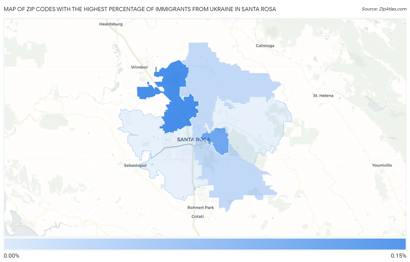 Zip Codes with the Highest Percentage of Immigrants from Ukraine in Santa Rosa Map