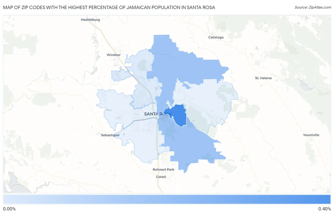 Zip Codes with the Highest Percentage of Jamaican Population in Santa Rosa Map