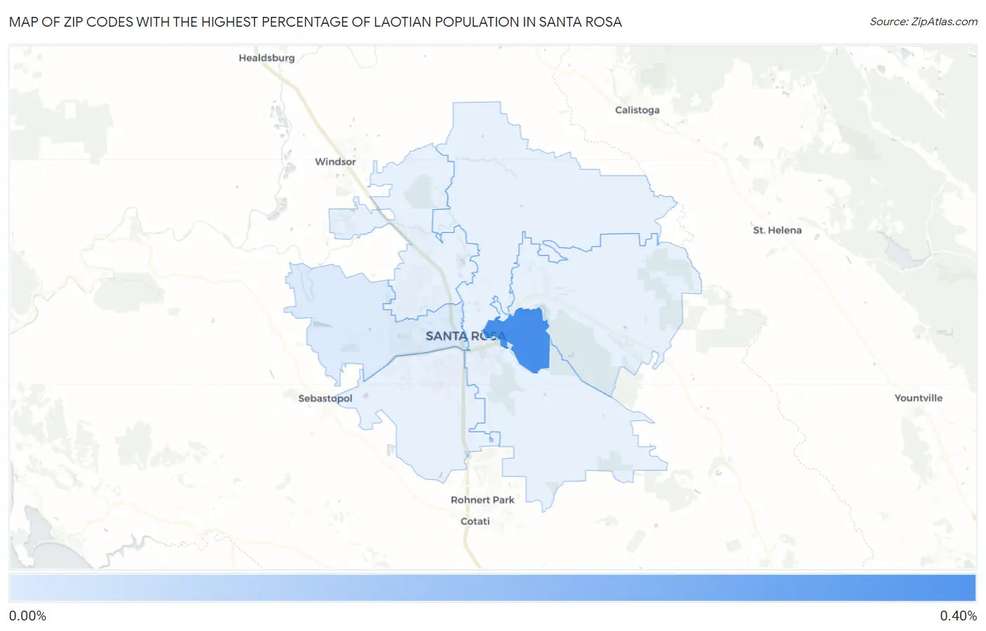 Zip Codes with the Highest Percentage of Laotian Population in Santa Rosa Map