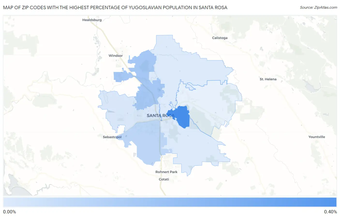 Zip Codes with the Highest Percentage of Yugoslavian Population in Santa Rosa Map