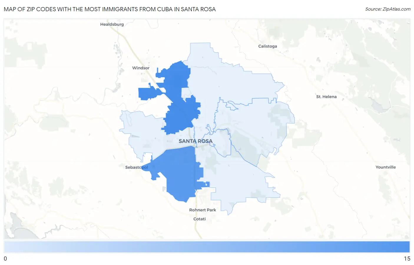 Zip Codes with the Most Immigrants from Cuba in Santa Rosa Map
