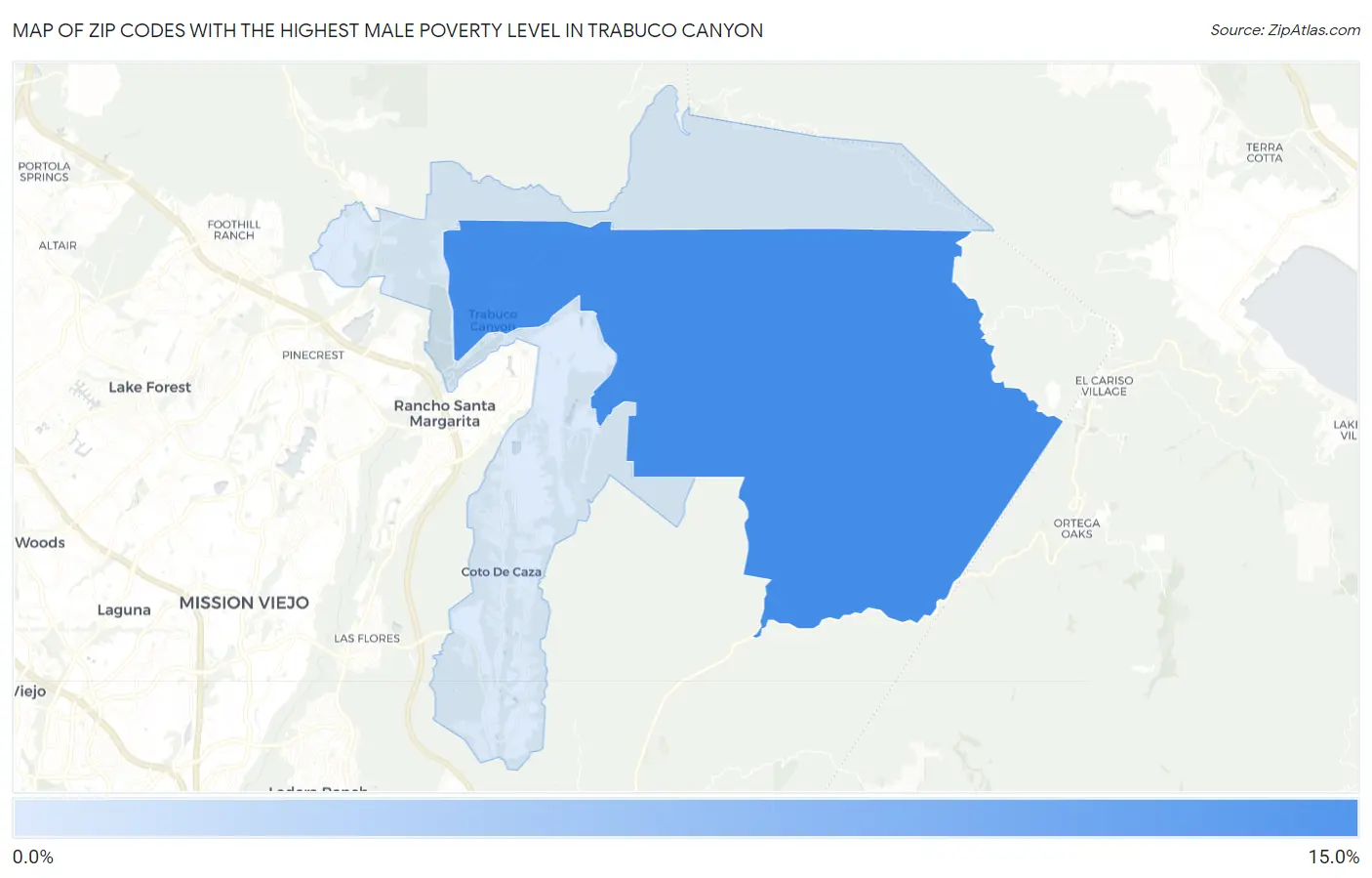 Zip Codes with the Highest Male Poverty Level in Trabuco Canyon Map