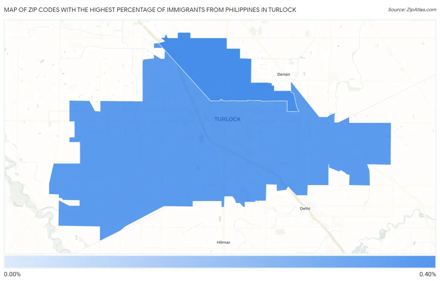 Zip Codes with the Highest Percentage of Immigrants from Philippines in Turlock Map