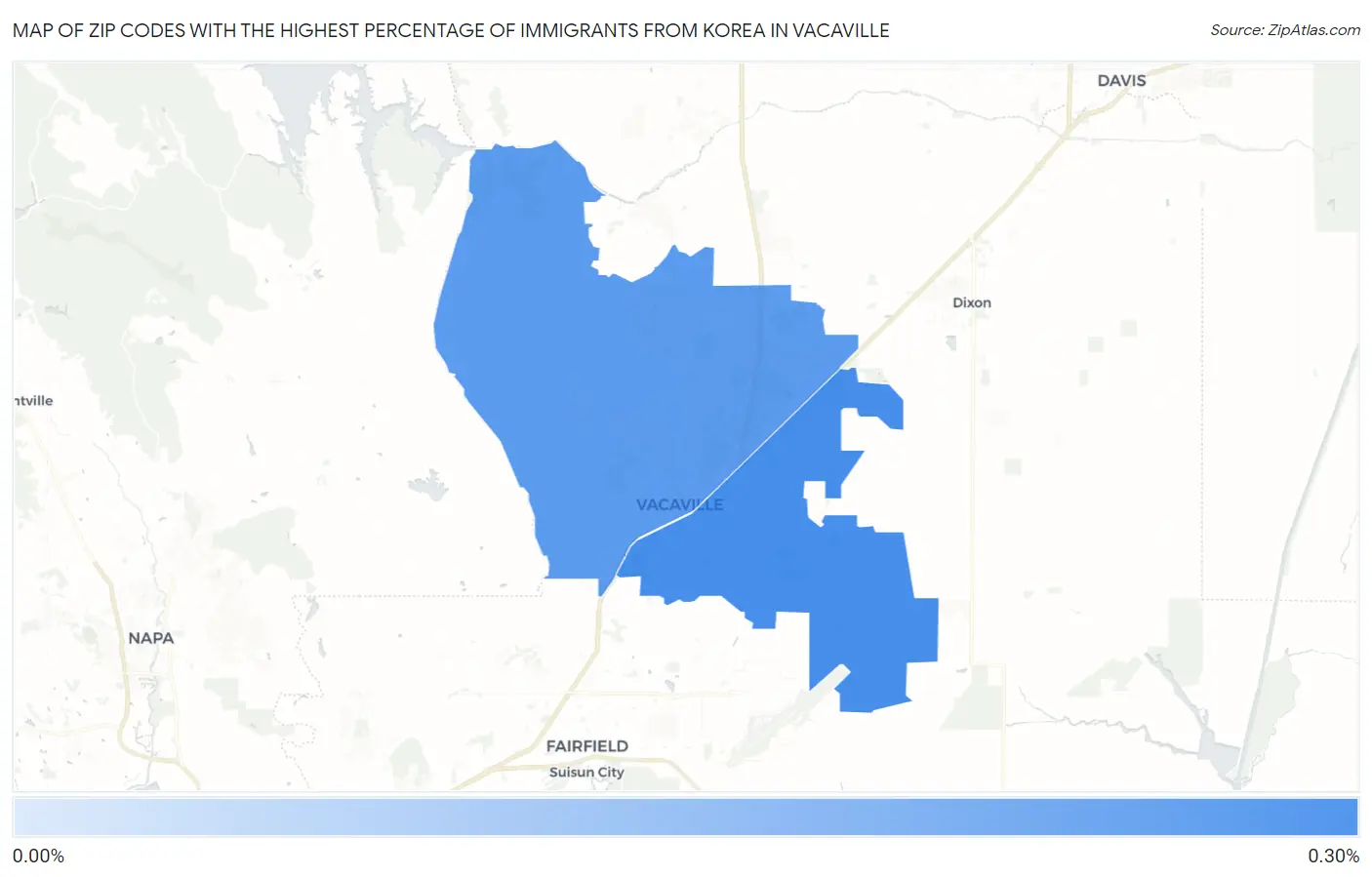 Zip Codes with the Highest Percentage of Immigrants from Korea in Vacaville Map