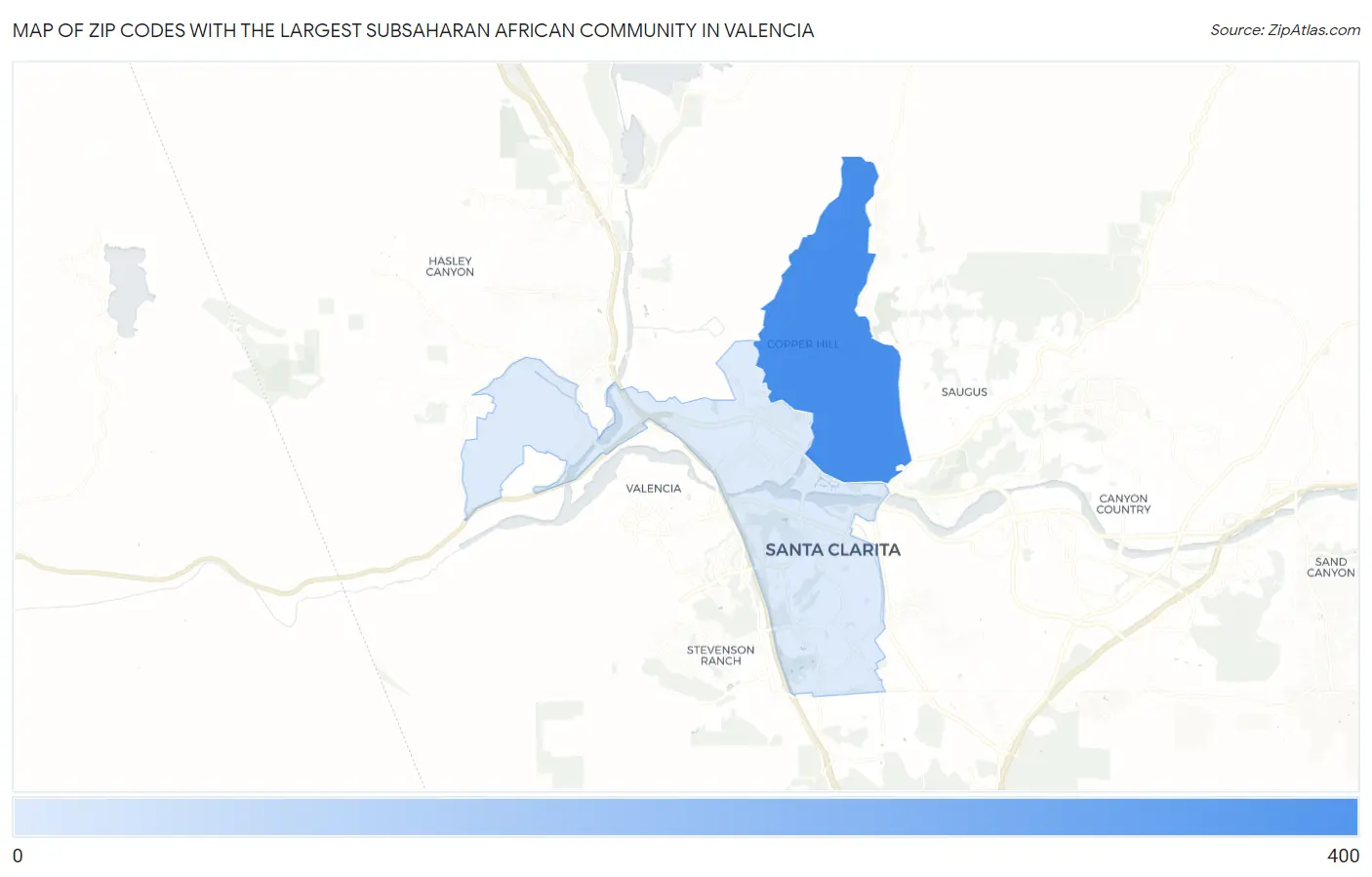 Zip Codes with the Largest Subsaharan African Community in Valencia Map