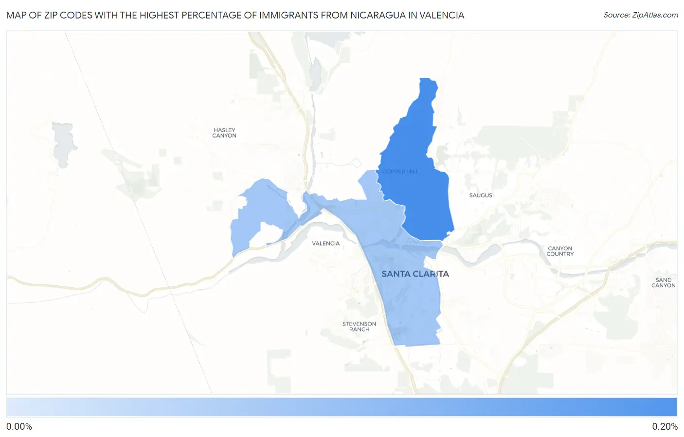Zip Codes with the Highest Percentage of Immigrants from Nicaragua in Valencia Map