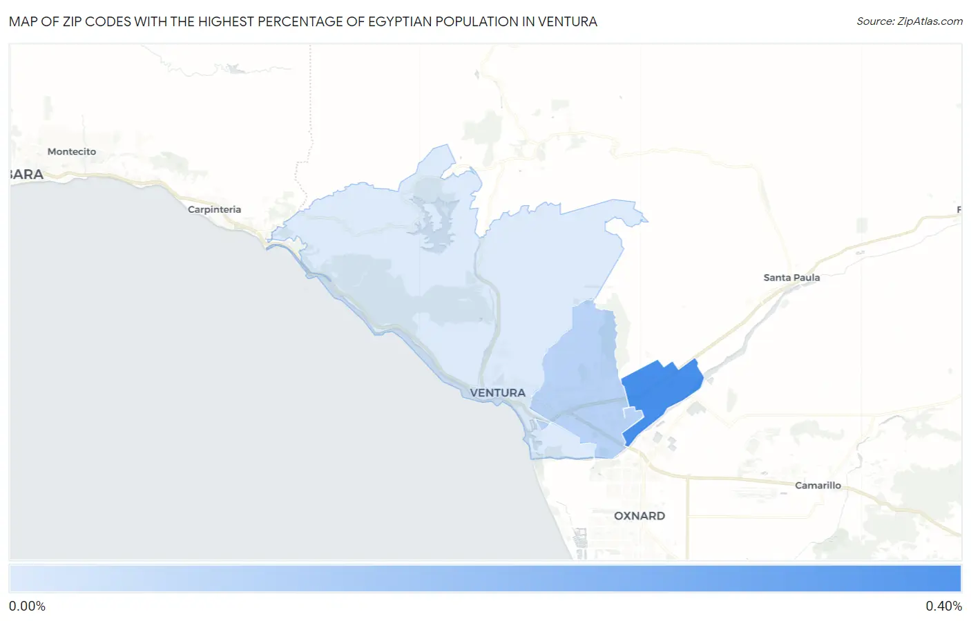 Zip Codes with the Highest Percentage of Egyptian Population in Ventura Map