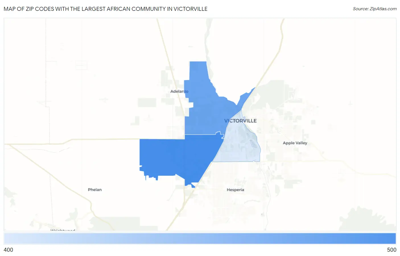 Zip Codes with the Largest African Community in Victorville Map