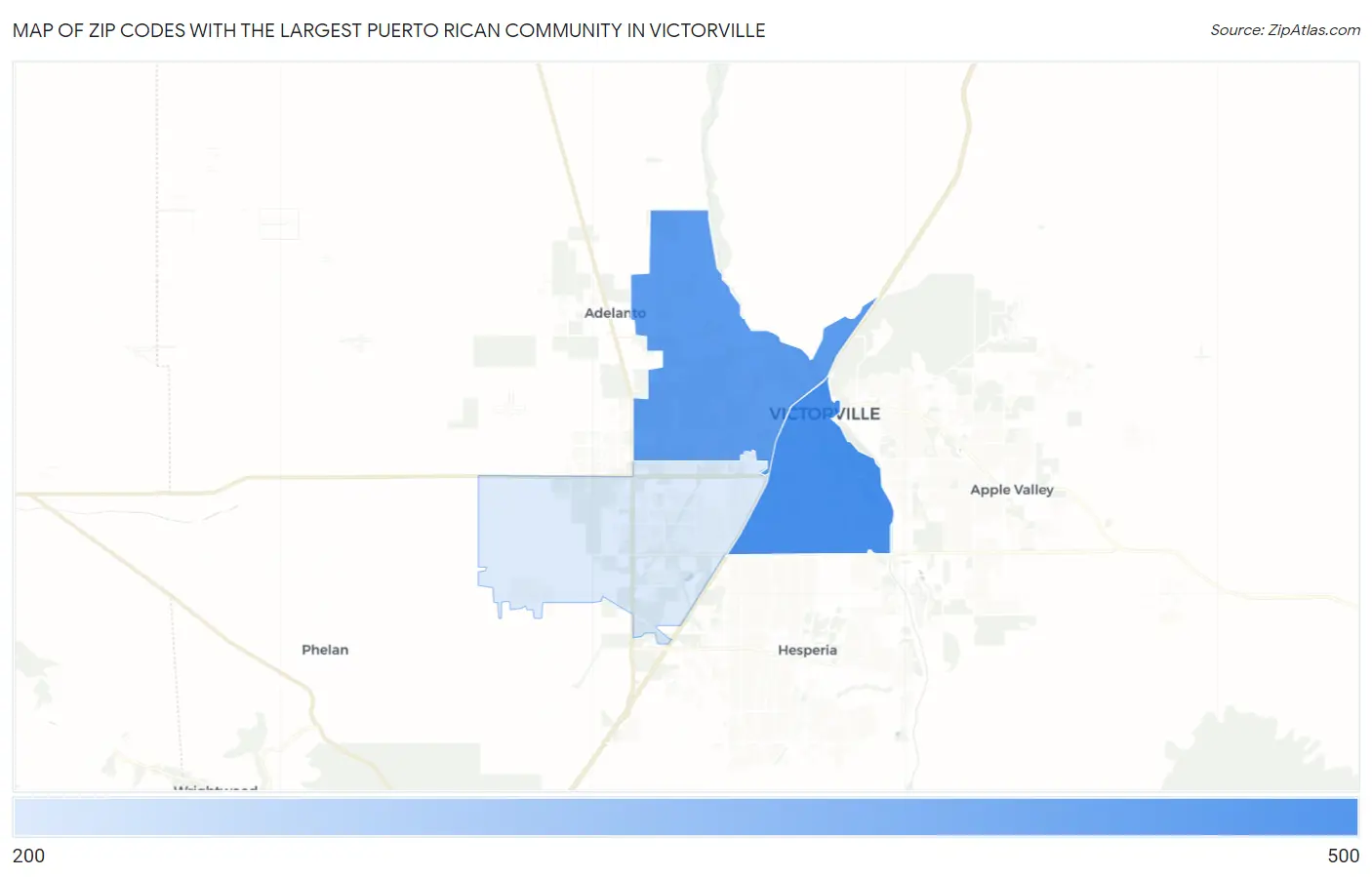 Zip Codes with the Largest Puerto Rican Community in Victorville Map