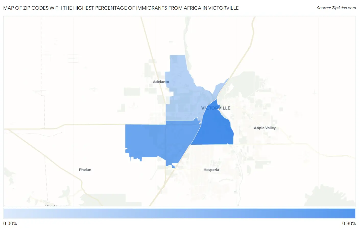 Zip Codes with the Highest Percentage of Immigrants from Africa in Victorville Map