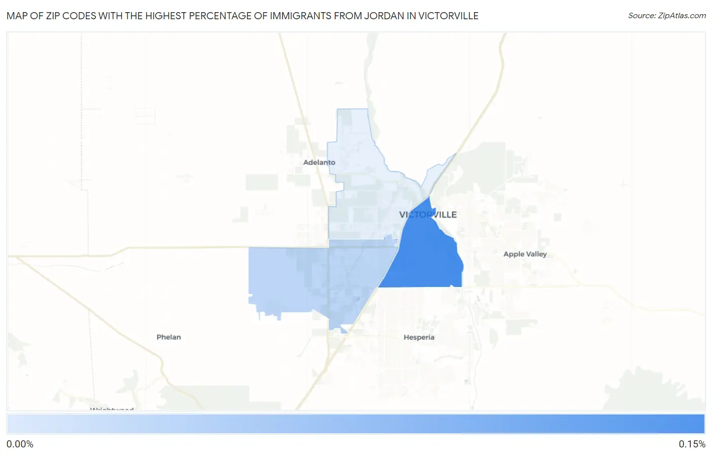 Zip Codes with the Highest Percentage of Immigrants from Jordan in Victorville Map