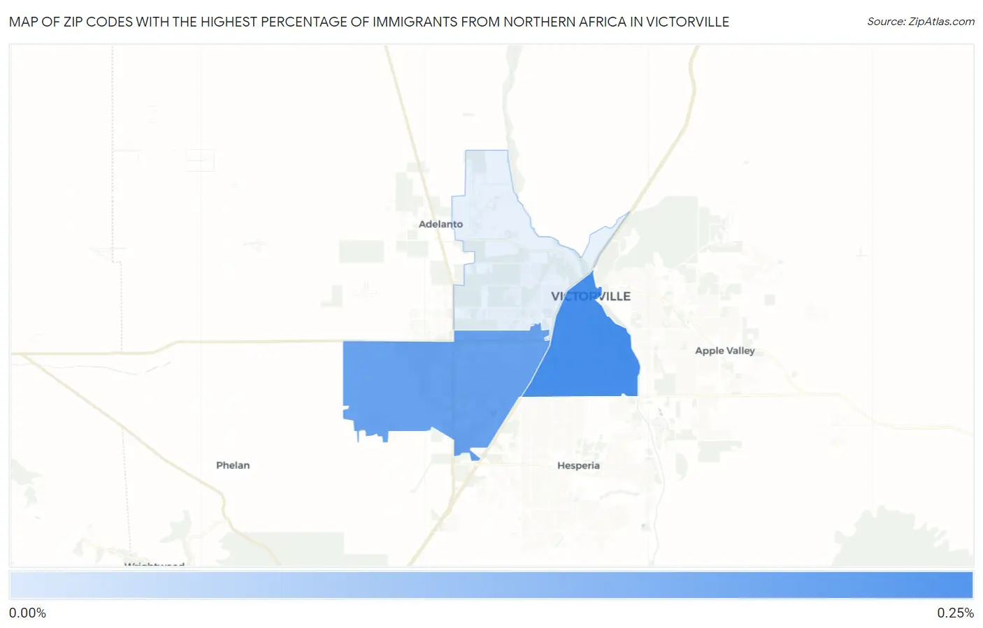 Zip Codes with the Highest Percentage of Immigrants from Northern Africa in Victorville Map