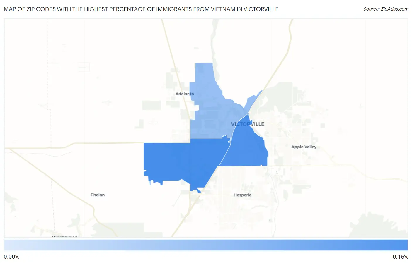 Zip Codes with the Highest Percentage of Immigrants from Vietnam in Victorville Map