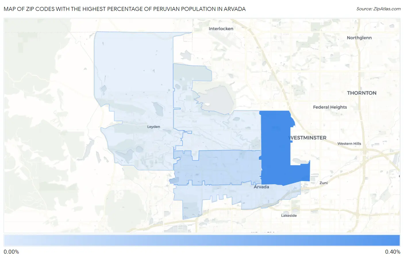 Zip Codes with the Highest Percentage of Peruvian Population in Arvada Map