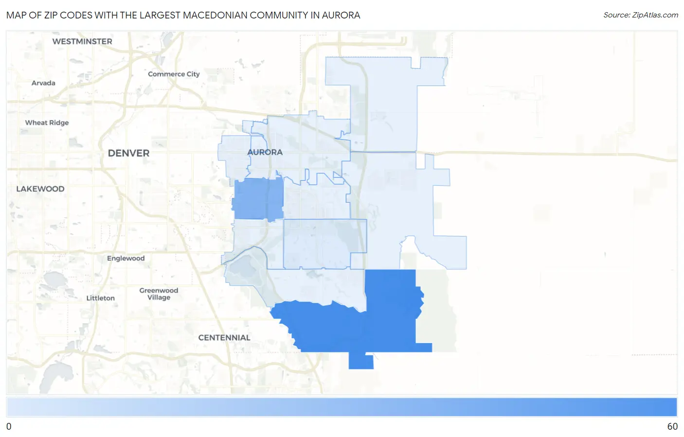 Zip Codes with the Largest Macedonian Community in Aurora Map