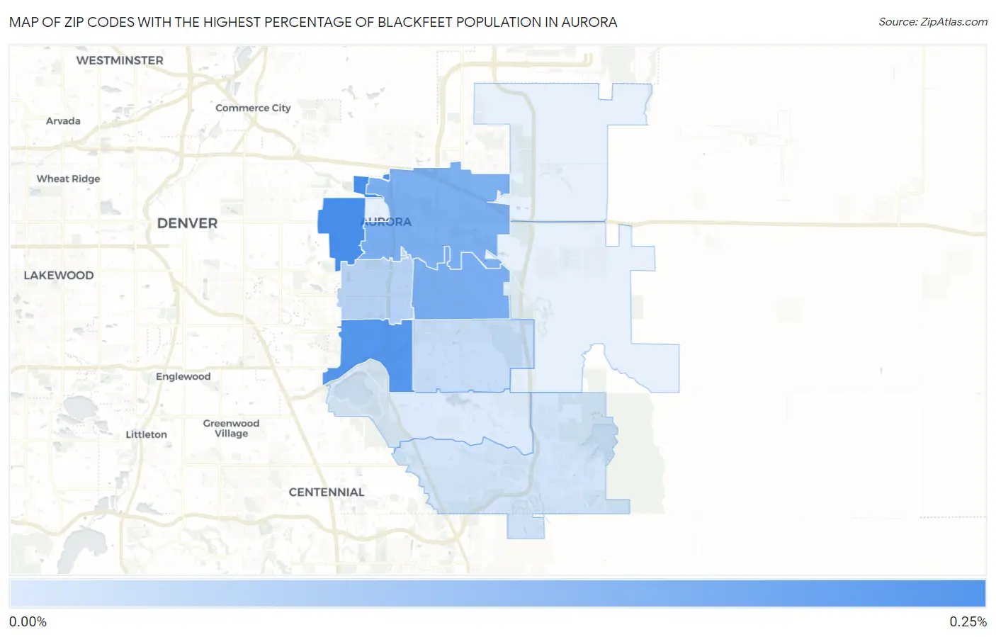 Zip Codes with the Highest Percentage of Blackfeet Population in Aurora Map
