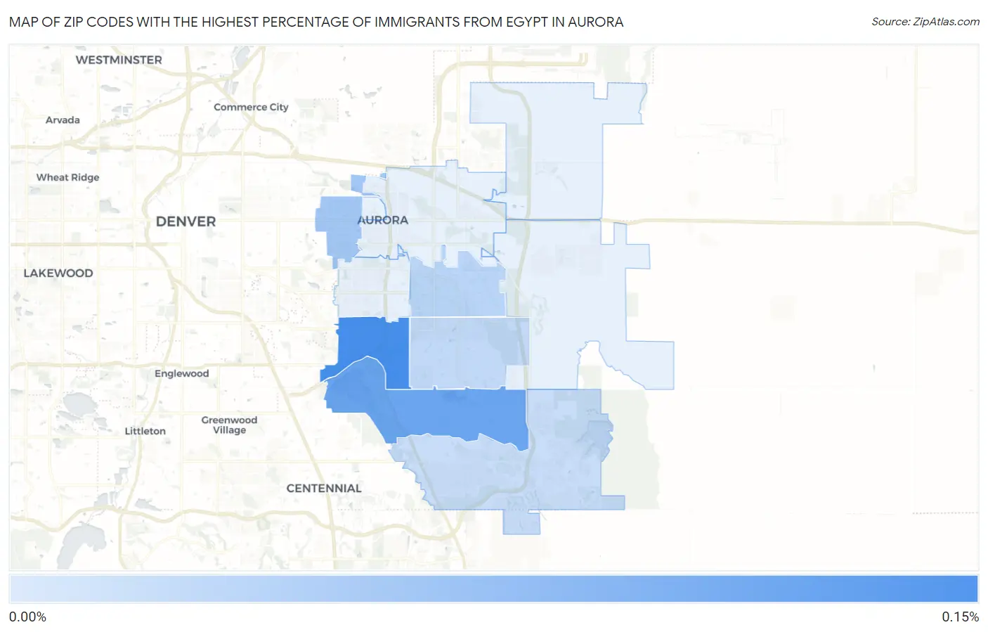Zip Codes with the Highest Percentage of Immigrants from Egypt in Aurora Map