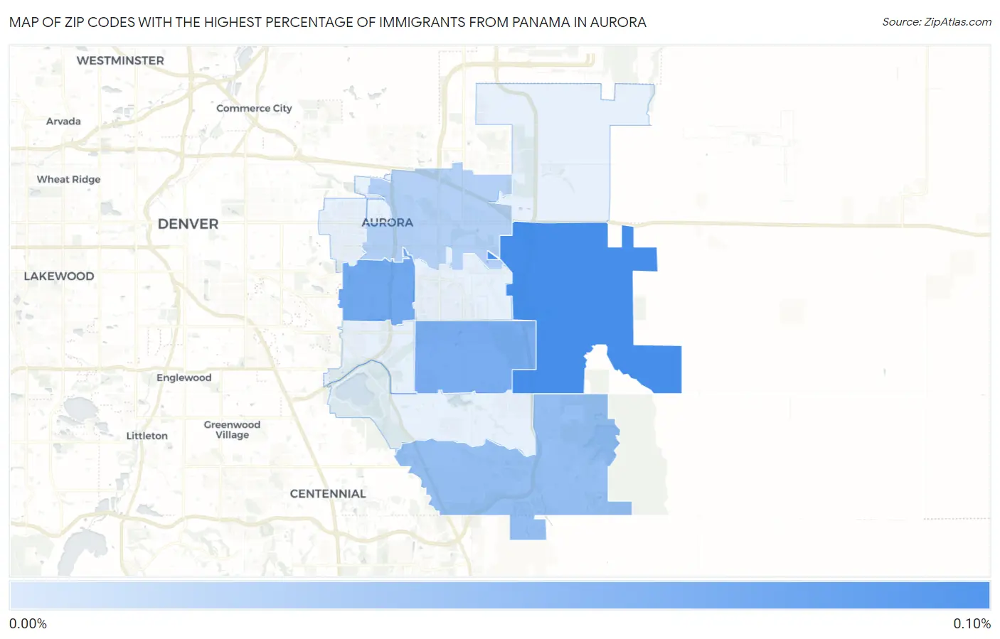 Zip Codes with the Highest Percentage of Immigrants from Panama in Aurora Map