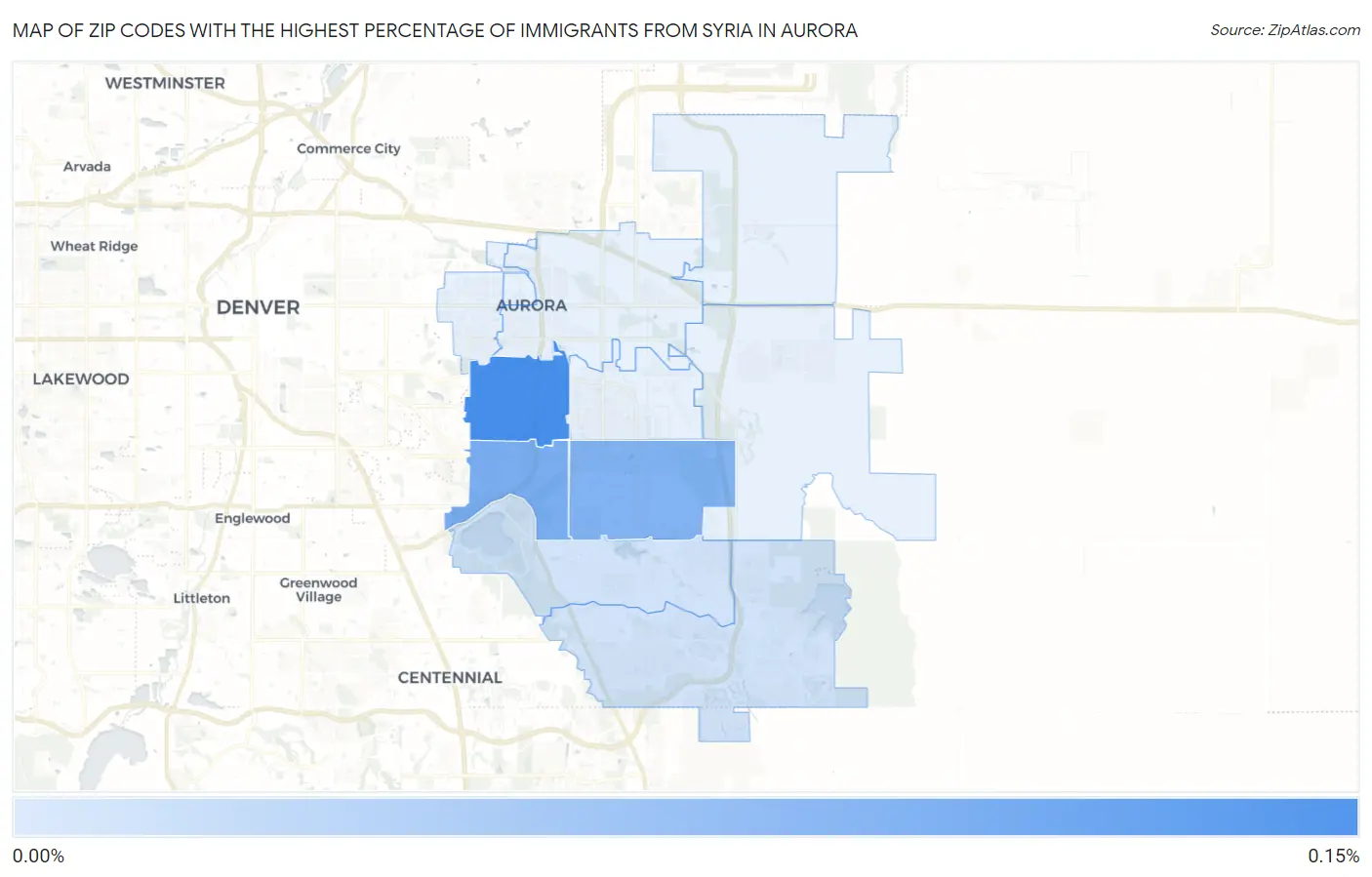 Zip Codes with the Highest Percentage of Immigrants from Syria in Aurora Map