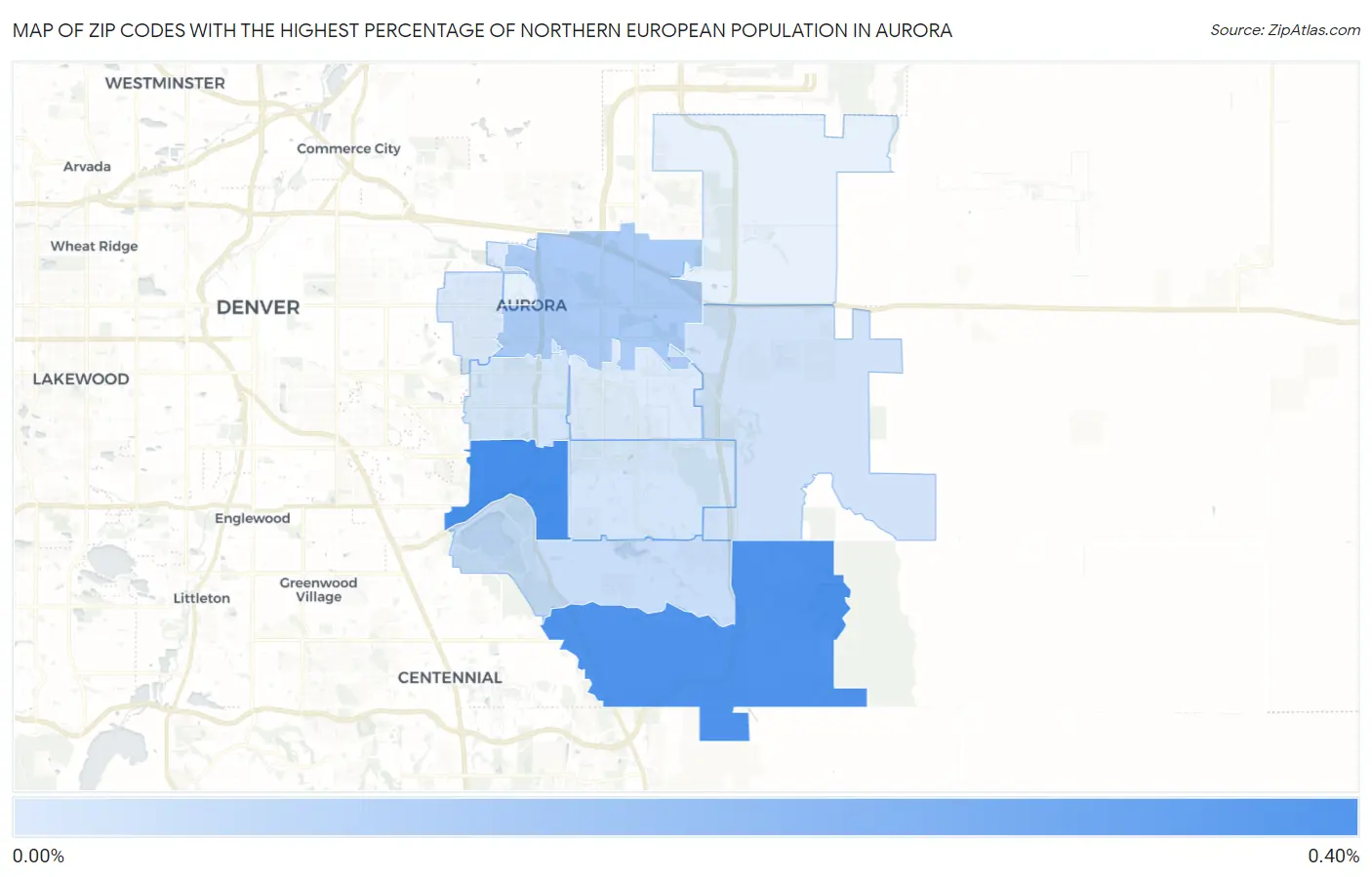 Zip Codes with the Highest Percentage of Northern European Population in Aurora Map