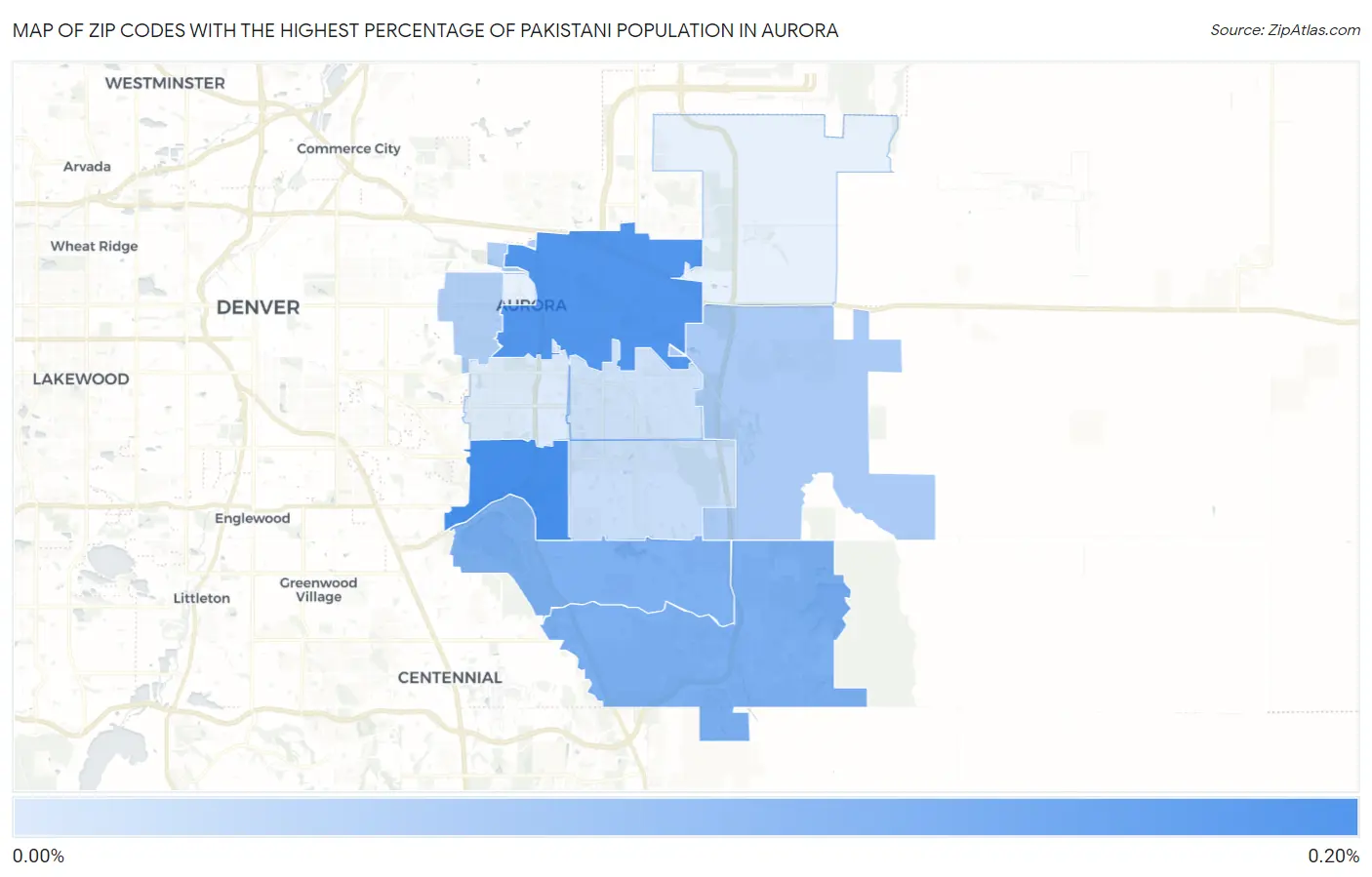 Zip Codes with the Highest Percentage of Pakistani Population in Aurora Map