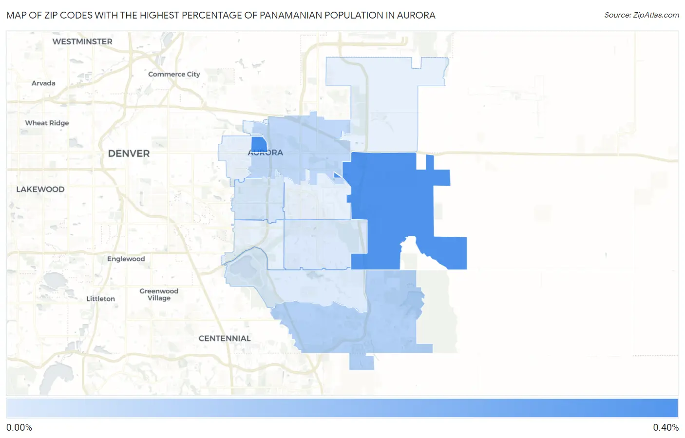 Zip Codes with the Highest Percentage of Panamanian Population in Aurora Map