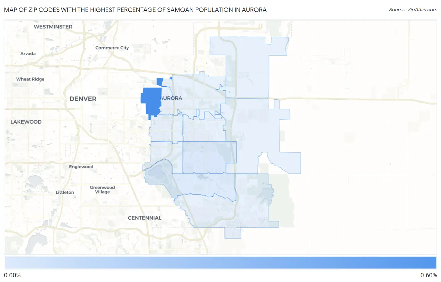 Zip Codes with the Highest Percentage of Samoan Population in Aurora Map