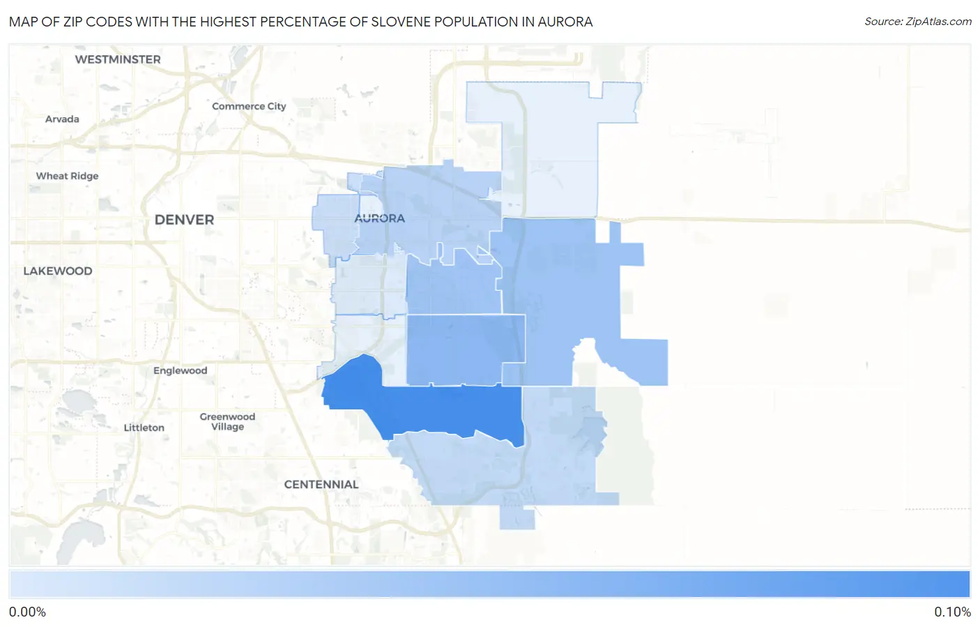 Zip Codes with the Highest Percentage of Slovene Population in Aurora Map