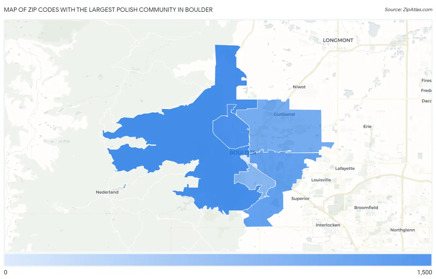 Zip Codes with the Largest Polish Community in Boulder Map