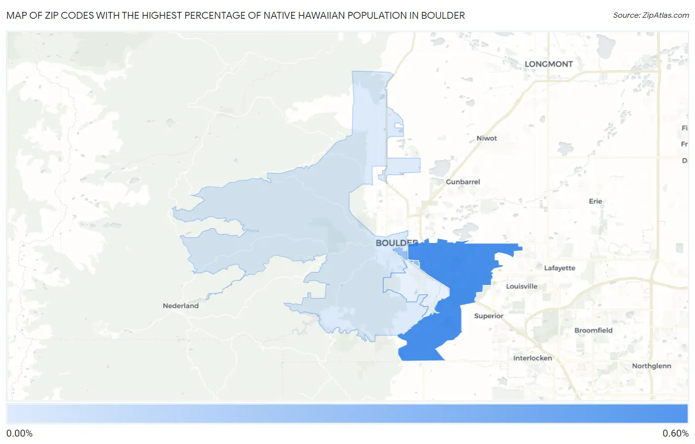 Zip Codes with the Highest Percentage of Native Hawaiian Population in Boulder Map
